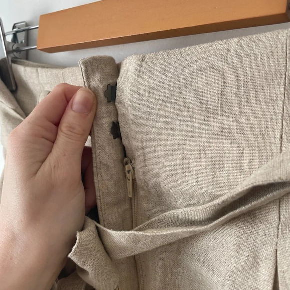 Zara Linen Blend Tie Waist Belted Shorts Light Beige Oatmeal NWT Size Small - Picture 6 of 9